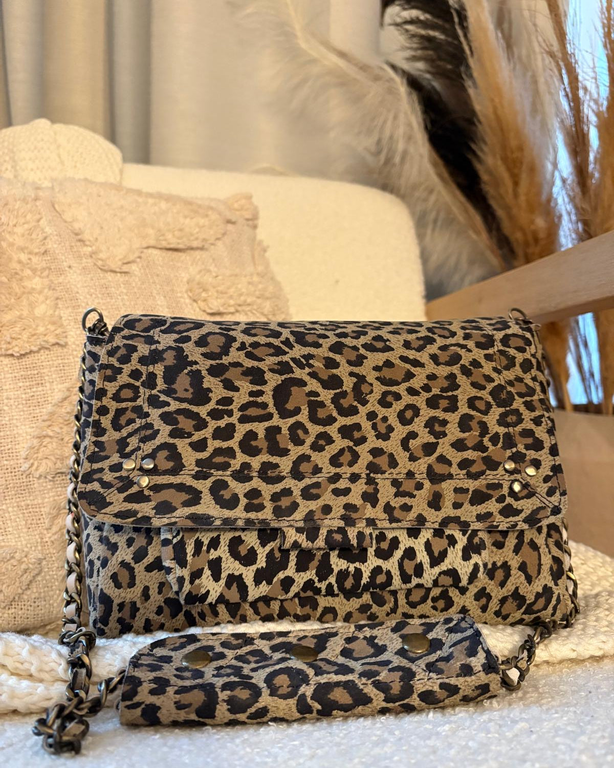 Sac Drey Léopard - Fait main, cuir véritable en PRÉCOMMANDE