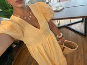 Robe Jaune Pastel Bohème - Longueur Maxi