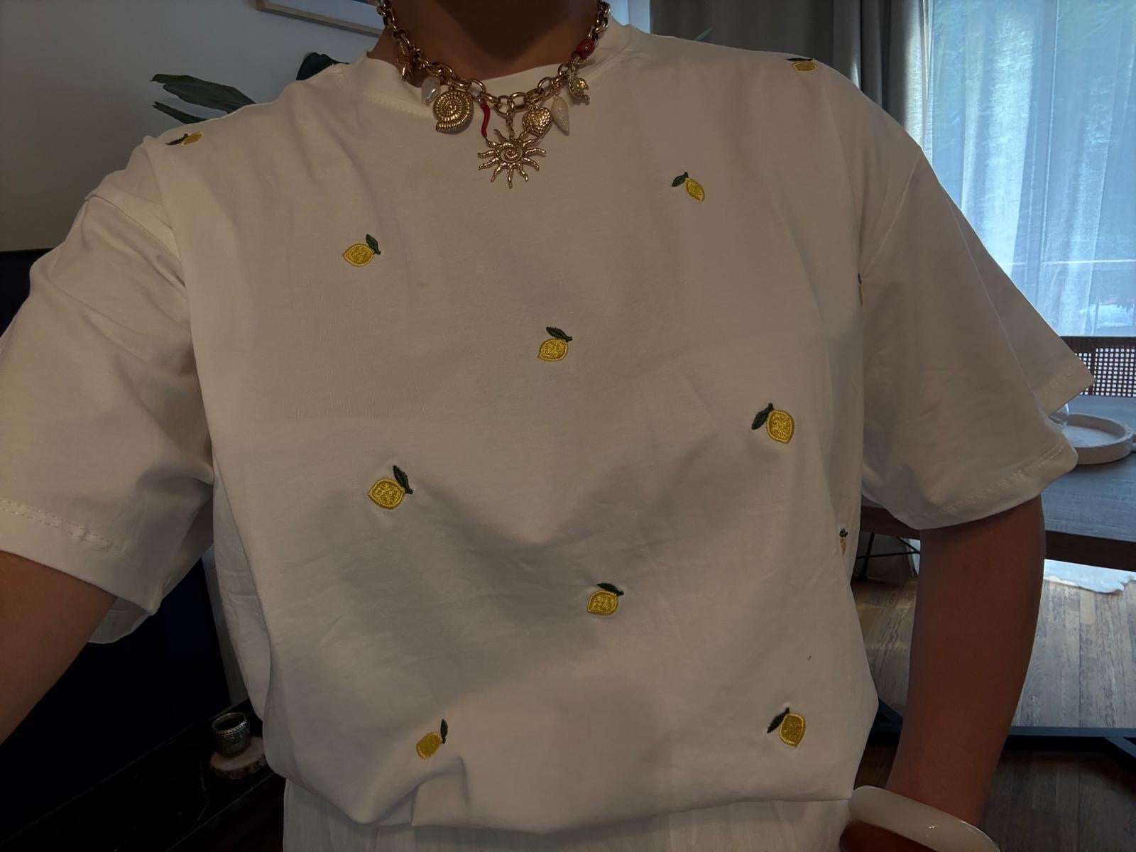 Tee shirt blanc motifs citrons - Frais & Vitaminée