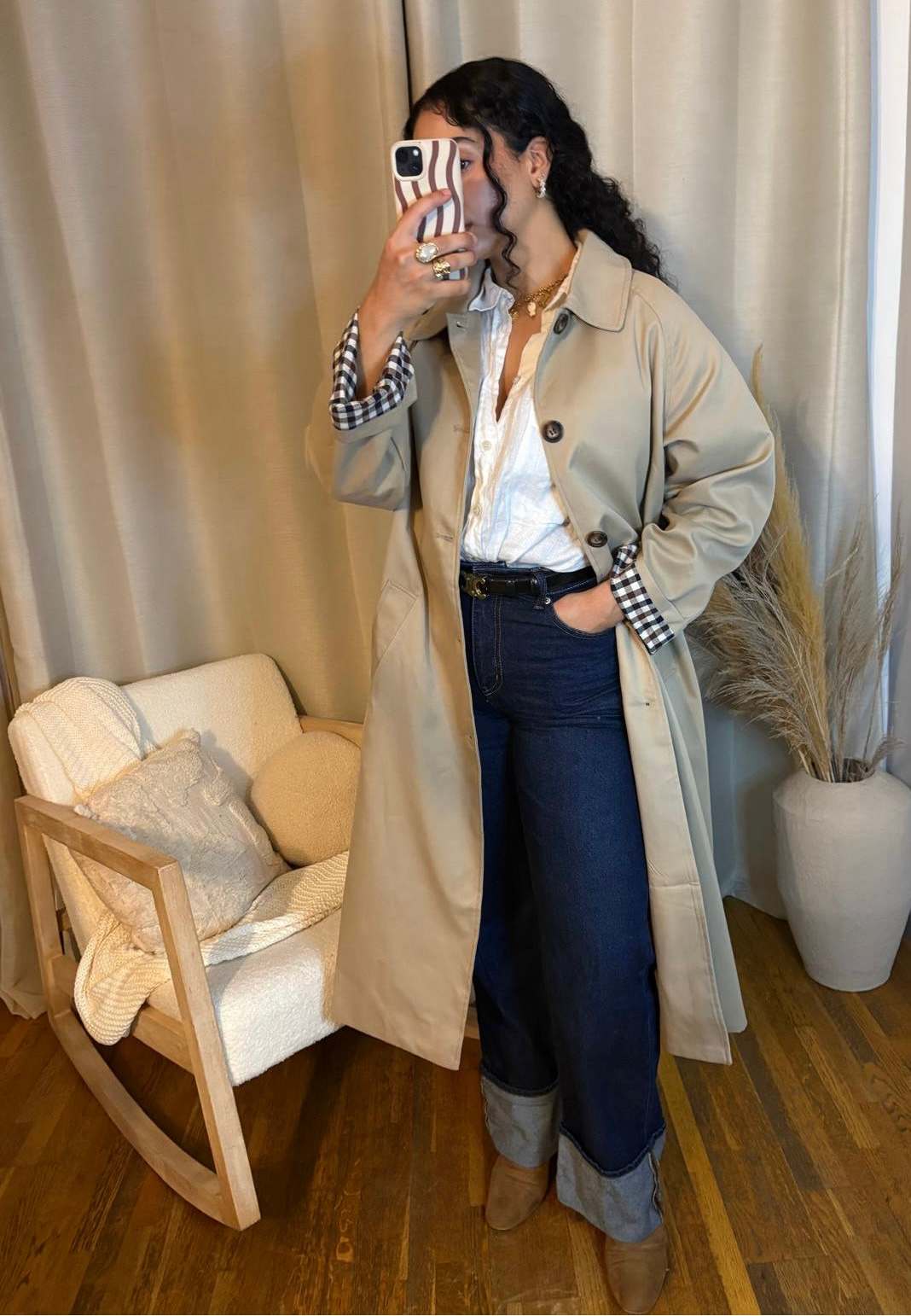 Trench oversize beige – coupe droite