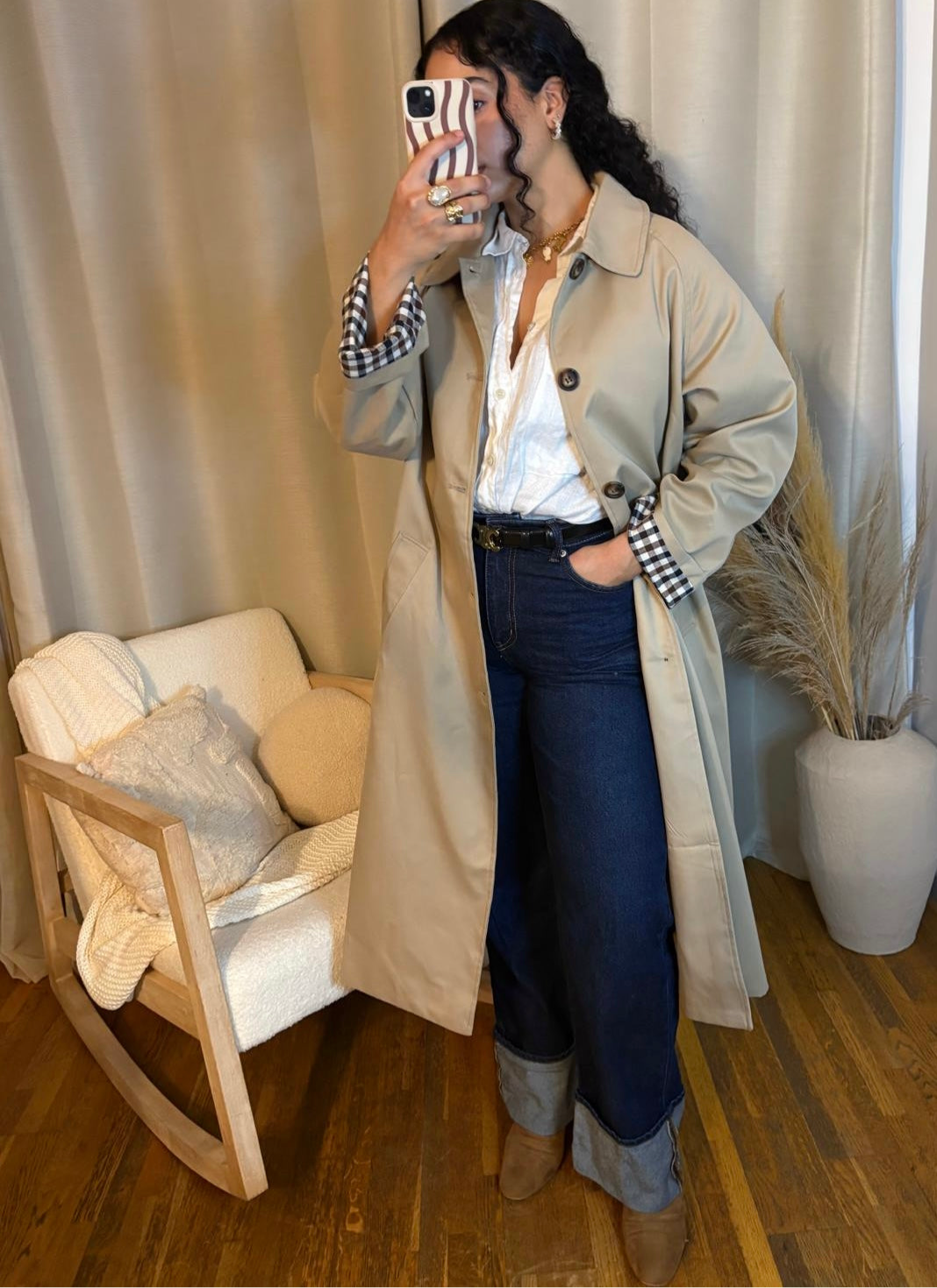 Trench oversize beige – coupe droite