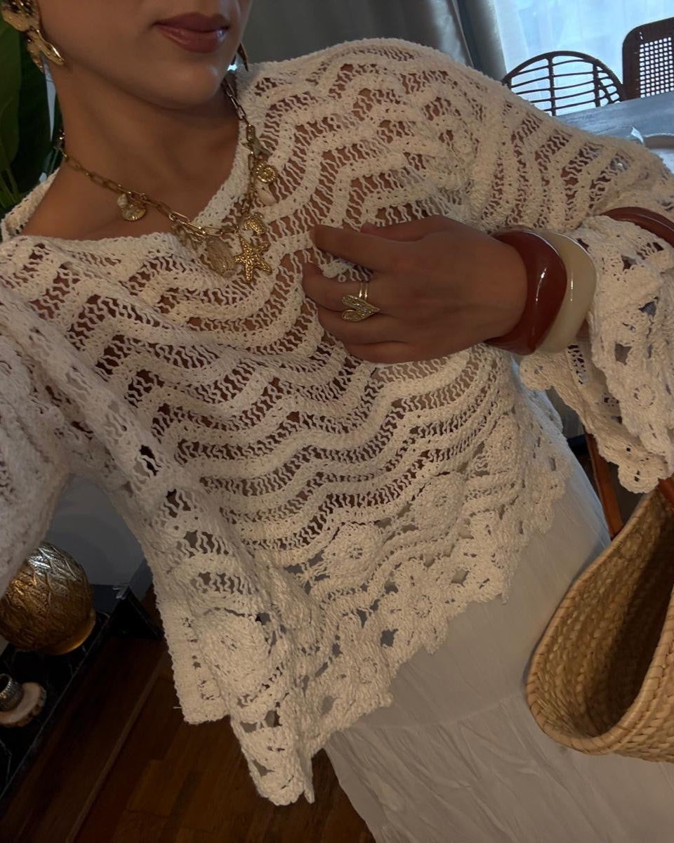 Top blanc à crochet  - Bohème chic et intemporel