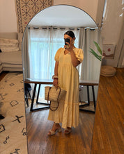 Robe Jaune Pastel Bohème - Longueur Maxi