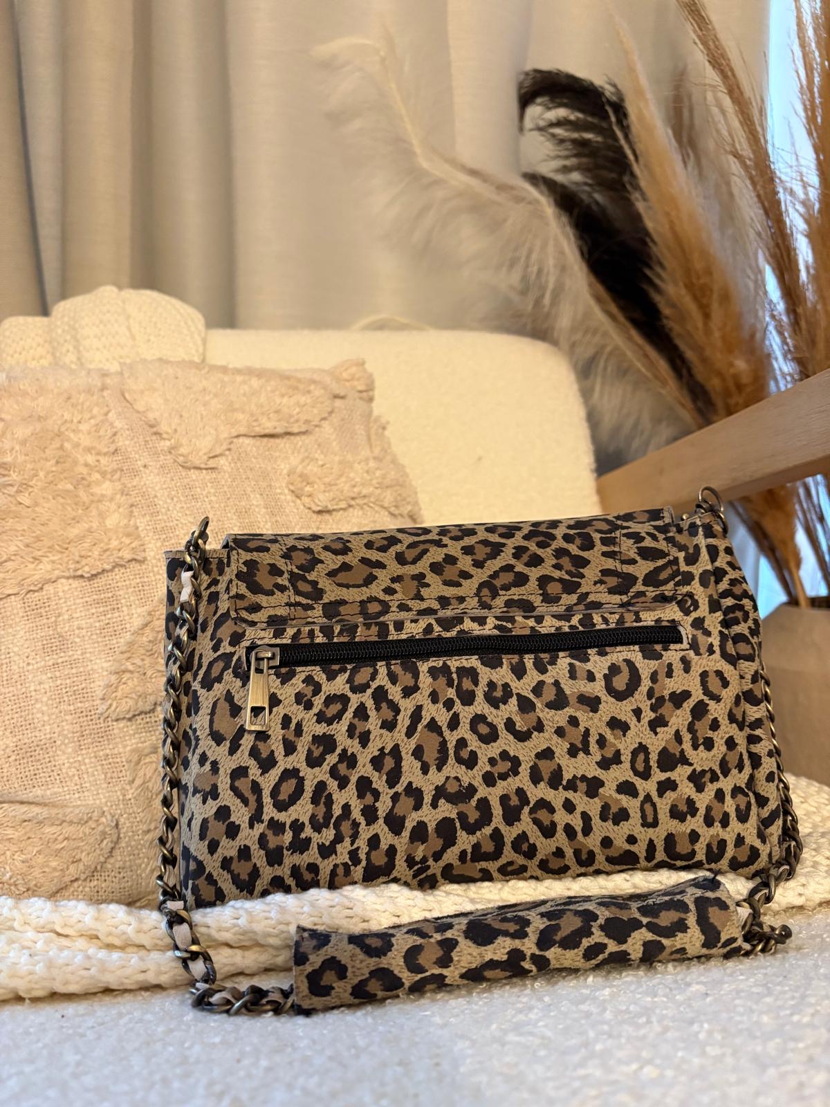 Sac Drey Léopard - Fait main, cuir véritable en PRÉCOMMANDE