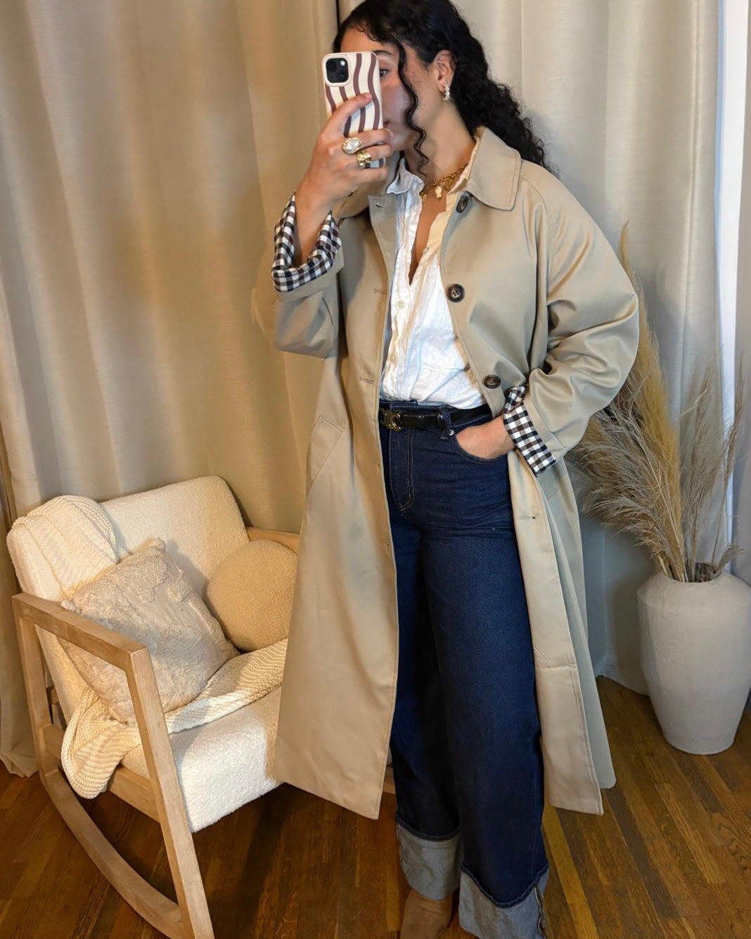 Trench oversize beige – coupe droite