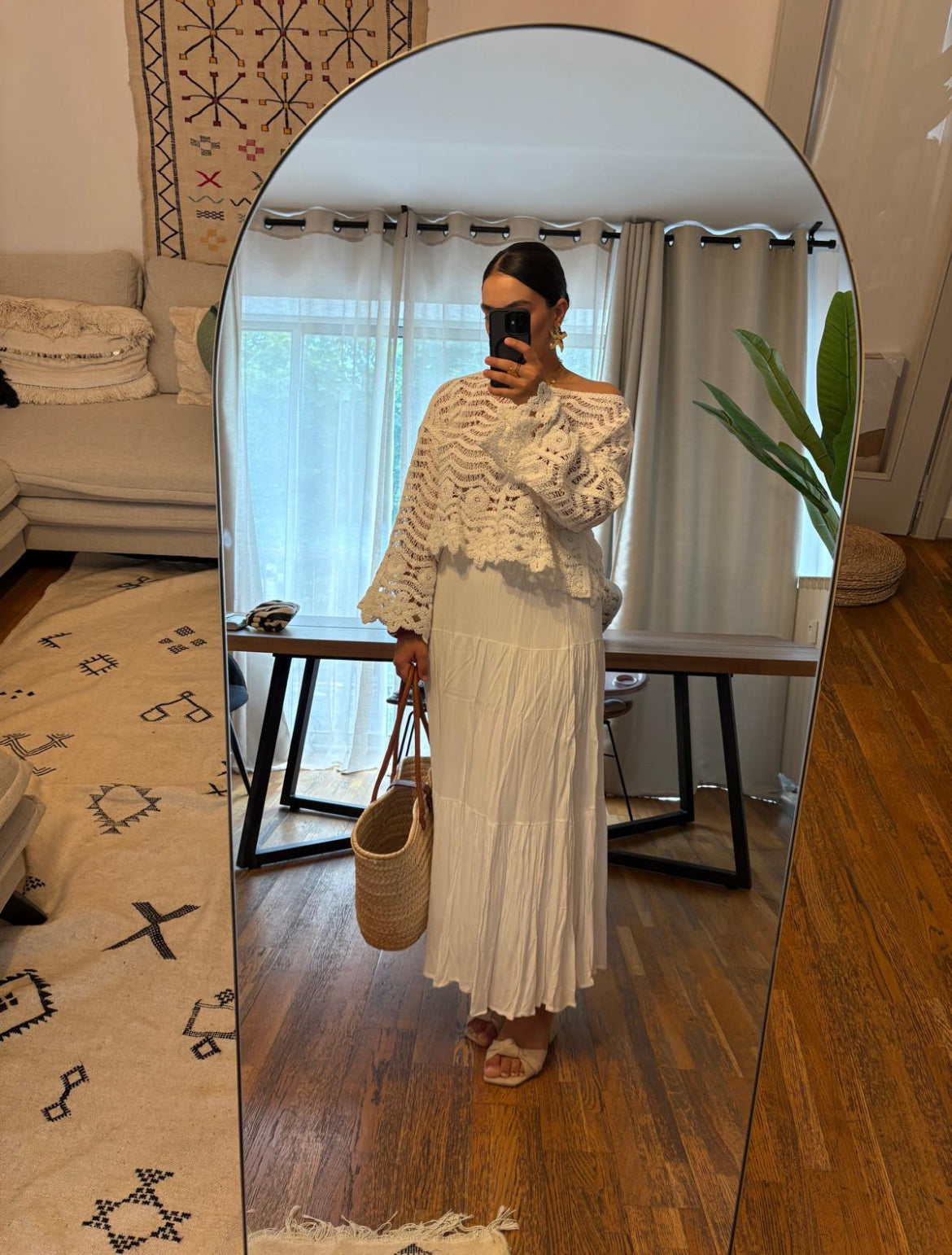 Jupe blanche longue à étage - fluidité et élégance