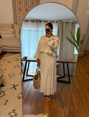 Jupe blanche longue à étage - fluidité et élégance