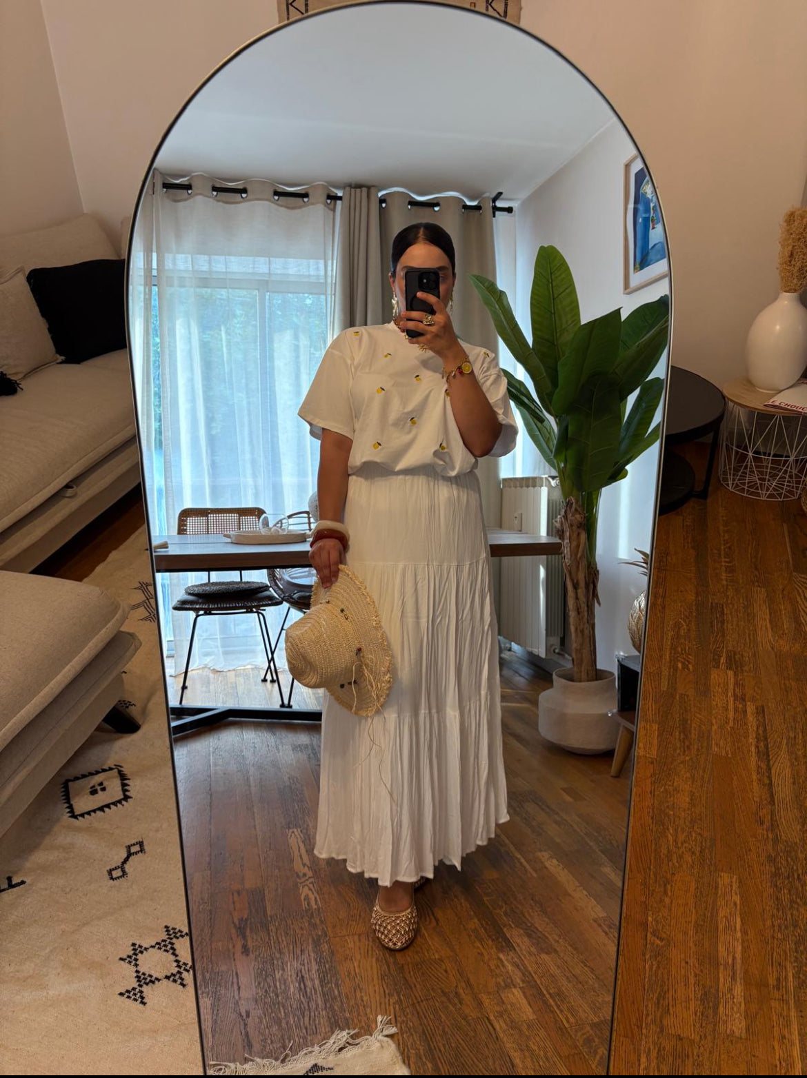 Jupe blanche longue à étage - fluidité et élégance