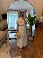 Jupe blanche longue à étage - fluidité et élégance