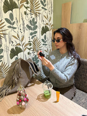 Gilet gris tout doux - Cardigan élégant avec détails argentés