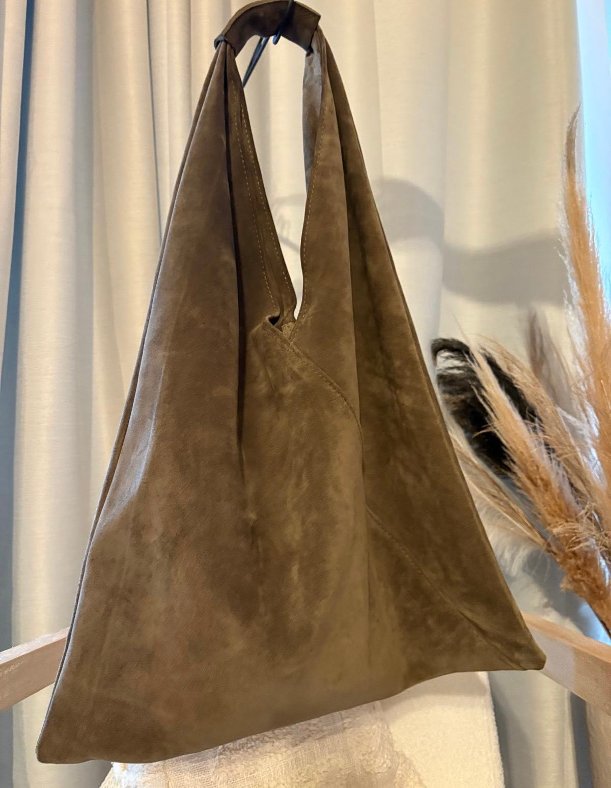 Grand sac cabas - fait main cuir véritable / daim en PRÉCOMMANDE