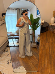 Ensemble a rayure beige et kaki - Ample Casual Chic